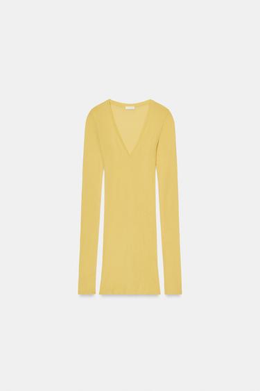 T-SHIRT SUPIMA® À MANCHES LONGUES - Jaune de Zara - Image 4