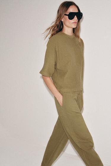 FADED-EFFECT SHORT SLEEVE T-SHIRT - Olive green by Zara
