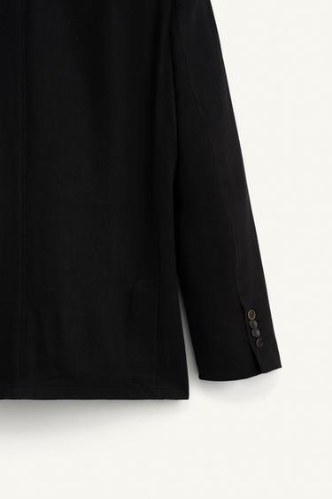 VESTE DE COSTUME À BOUTONNAGE CROISÉ LIN ET LYOCELL - Noir de Zara - Image 11
