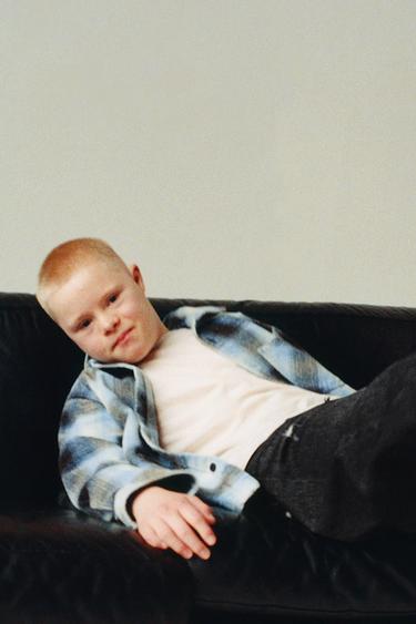 Overshirt משובצת עם אפקט דהוי - טורקיז של Zara