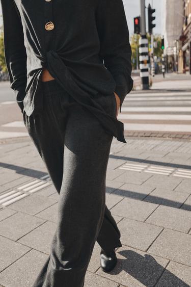 CAMISA NUDO BOTONES METÁLICOS - Gris oscuro de Zara