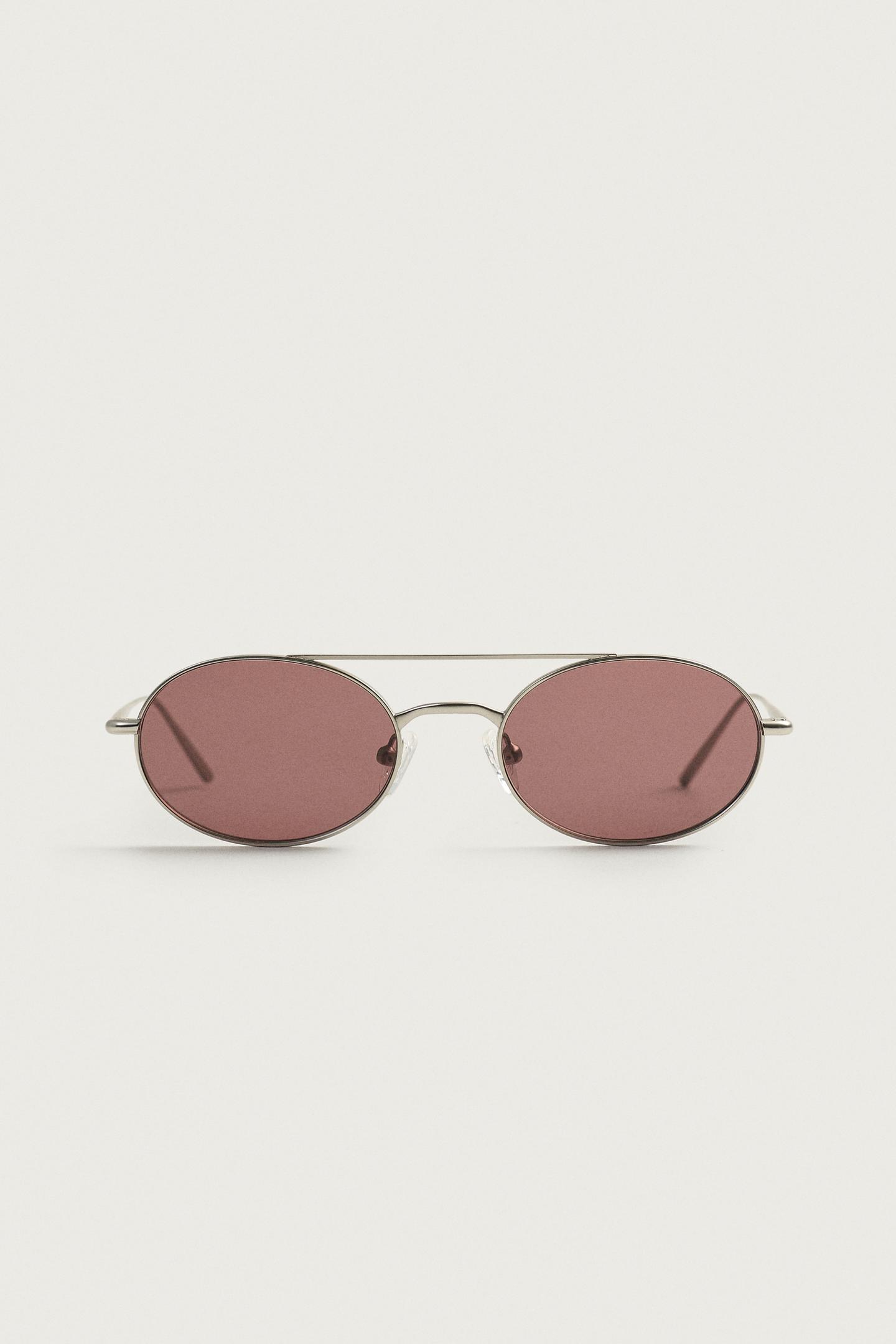 Мужские солнцезащитные очки Zara Oval Sunglasses, цвет: Матовый серебряный — фото 3