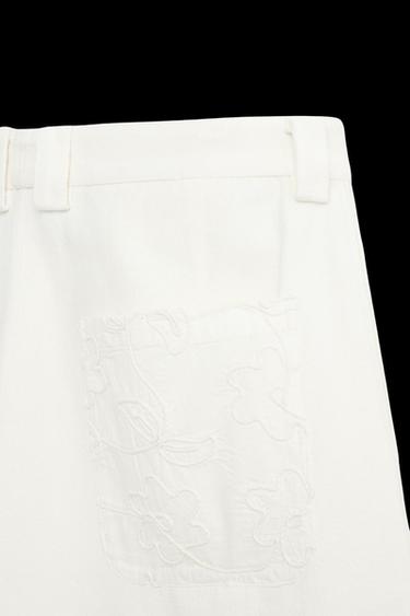 PATCHWORK CARGO BERMUDA SHORTS - Oyster-white by Zara