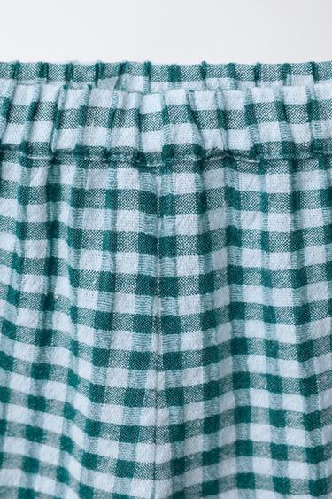 TEXTURED CHECK BAGGY TROUSERS - Blue by Zara - Image 2