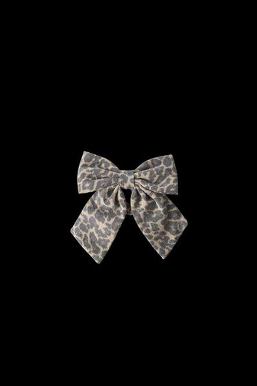 ANIMAL PRINT BOW SCRUNCHIE - Brown by Zara - Image 0