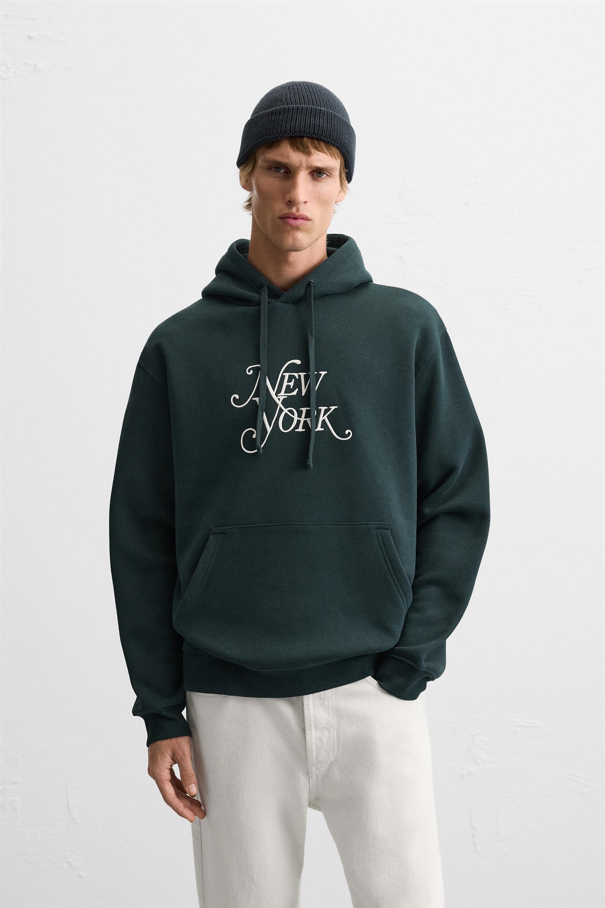 y☺︎ EMBROIDERED TEXT HOODED SWEATSHIRT - Gray marl | ZARA United