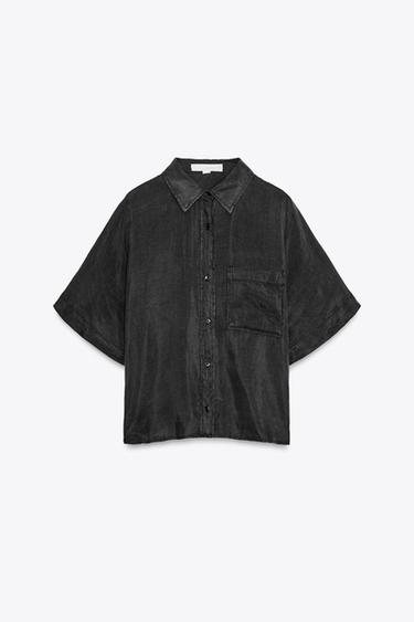 FLOWING SHIRT WITH POCKET - Black by Zara - Image 3