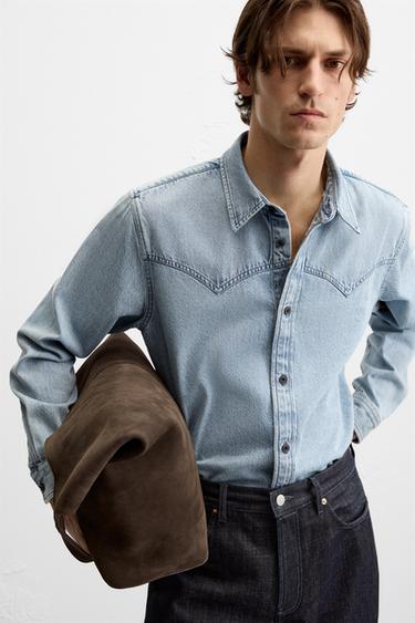 WESTERN DENIM SHIRT - Mid-blue by Zara