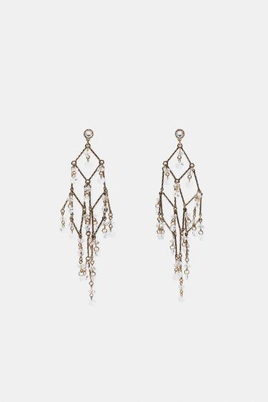 CRYSTAL CASCADE EARRINGS - Aged gold by Zara