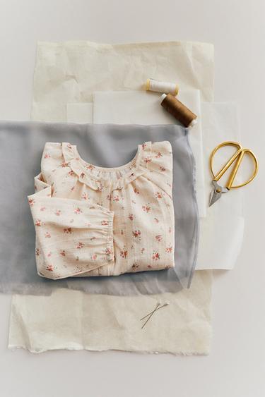 Zara FLORAL PRINT SHIRT - Ecru - Image 0