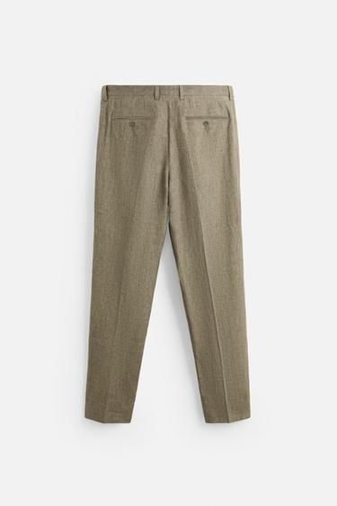 PANTALON DE COSTUME 100 % LIN ÉDITION LIMITÉE - Marron clair de Zara - Image 1