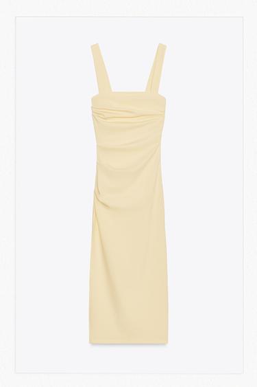 VESTIDO MIDI PREGOS - Amarelo de Zara
