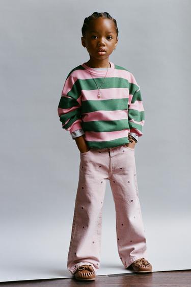 PANTALÓN SARGA WIDE LEG BORDADO ESTRELLAS - Rosa de Zara