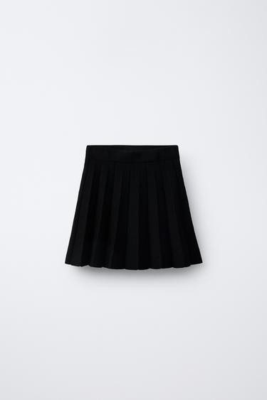 CHÂN VÁY DỆT KIM XẾP LI LỚN - Màu đen từ Zara