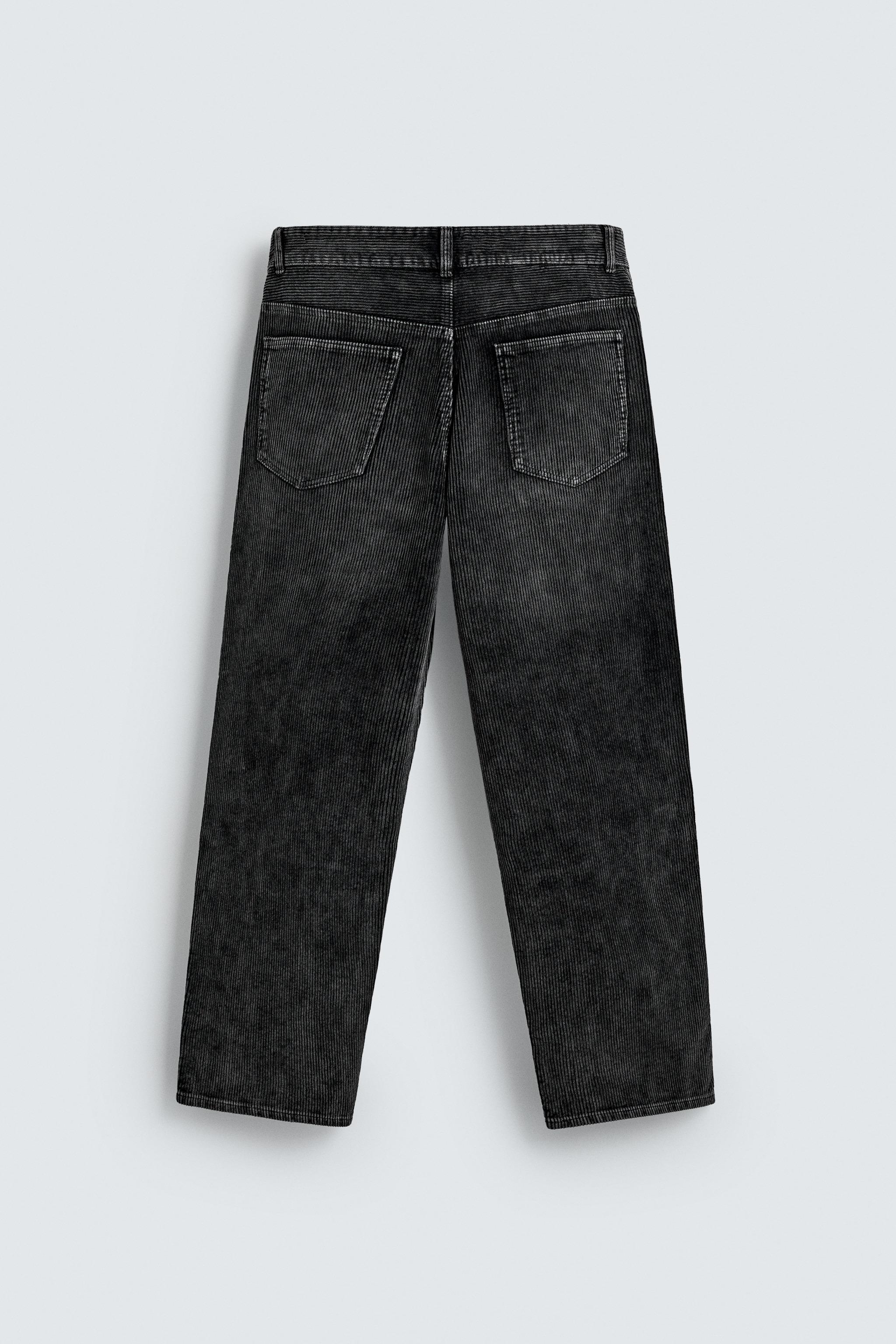 コーデュロイバギーフィットパンツ、ツイストシーム - ブラック | ZARA