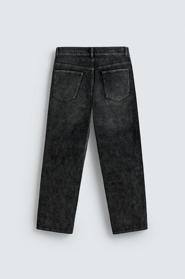 PANTALON BAGGY EN VELOURS CÔTELÉ À COUTURES TORSADÉES - Noir de Zara - Image 7