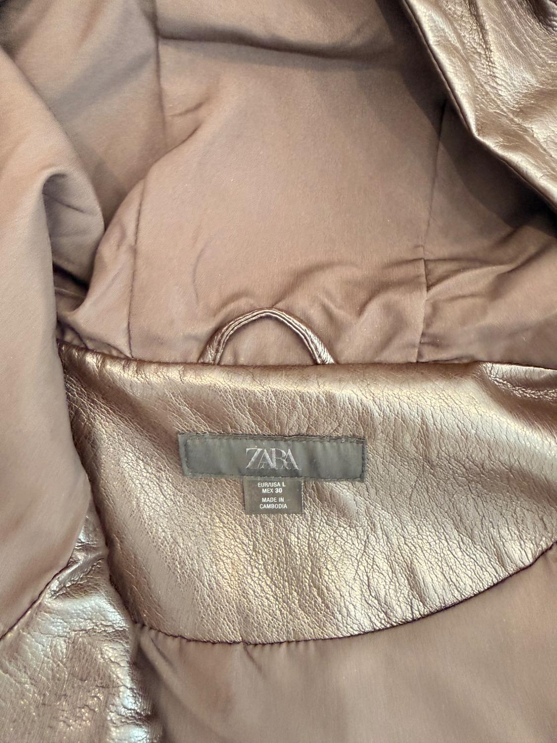 LEATHER EFFECT JACKET BROWN - Image 6