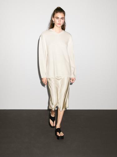 Zara Oversized cashmere V-neck sweater - Ecru