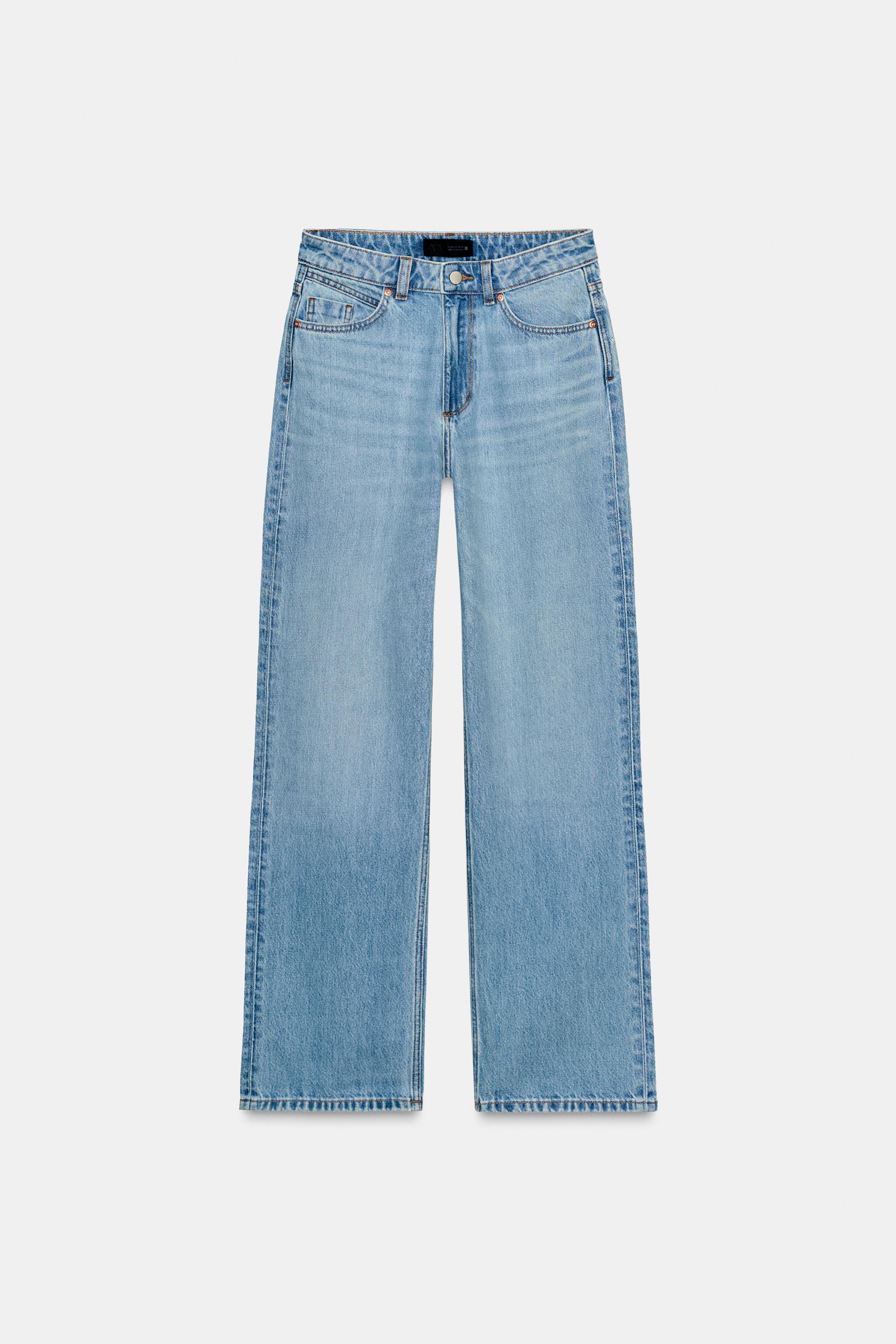 Z.03 STRAIGHT HIGH-WAIST LONG LENGTH JEANS - Mid-blue | ZARA