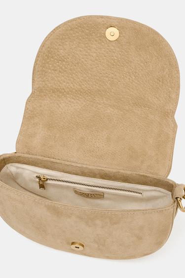 SAC BANDOULIÈRE EN CUIR CROÛTE - SABLE/MARRON de Zara - Image 6