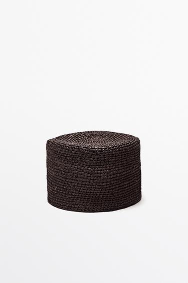 Zara Raffia pillbox hat - taupe brown - Image 0