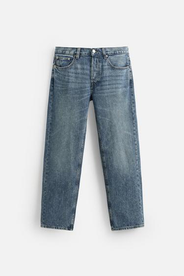 CALÇA RETA - Azul-marinho da Zara