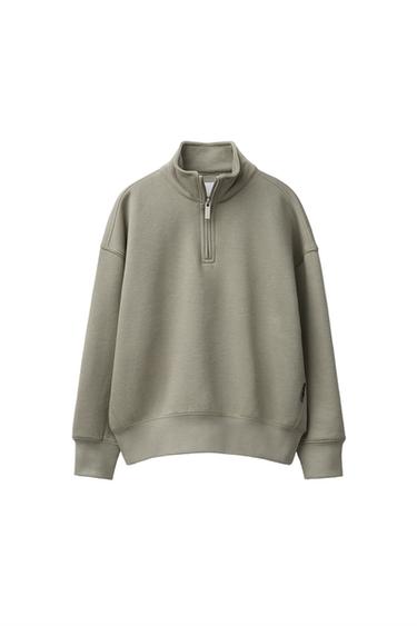 БАЗОВИЙ СВІТШОТ З ЕТИКЕТКОЮ - Оливково-зелений Zara