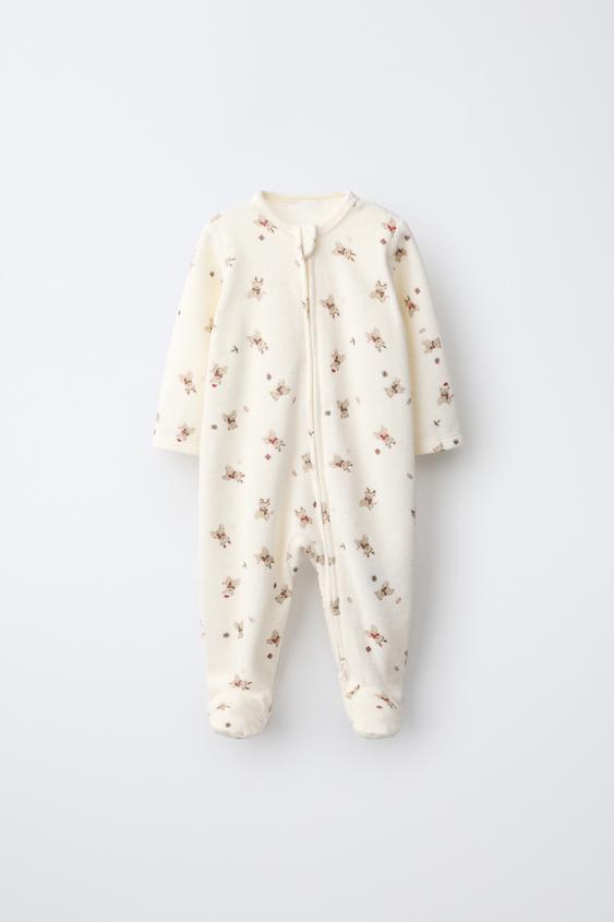 PIJAMA INTEIRO VELUDO ESTAMPADO URSINHOS - Cru da Zara - Imagem 0