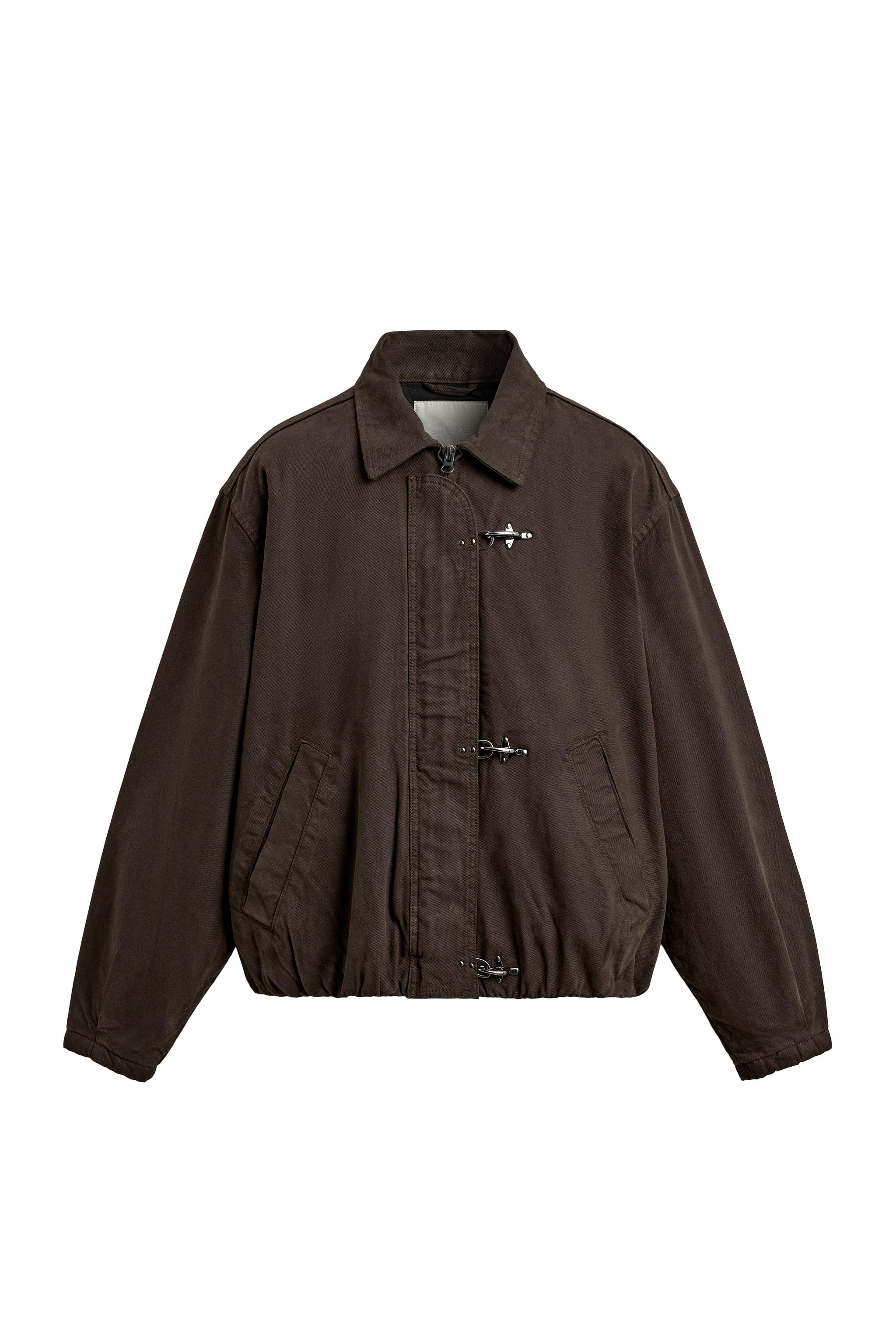 CROPPED FIT FIREMAN CLASP JACKET - Chocolate | ZARA United States