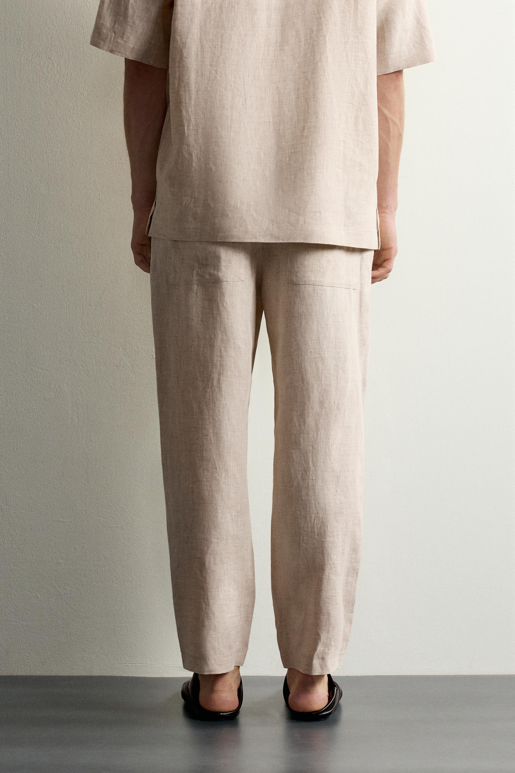 100% LINEN RELAXED-FIT PANTS