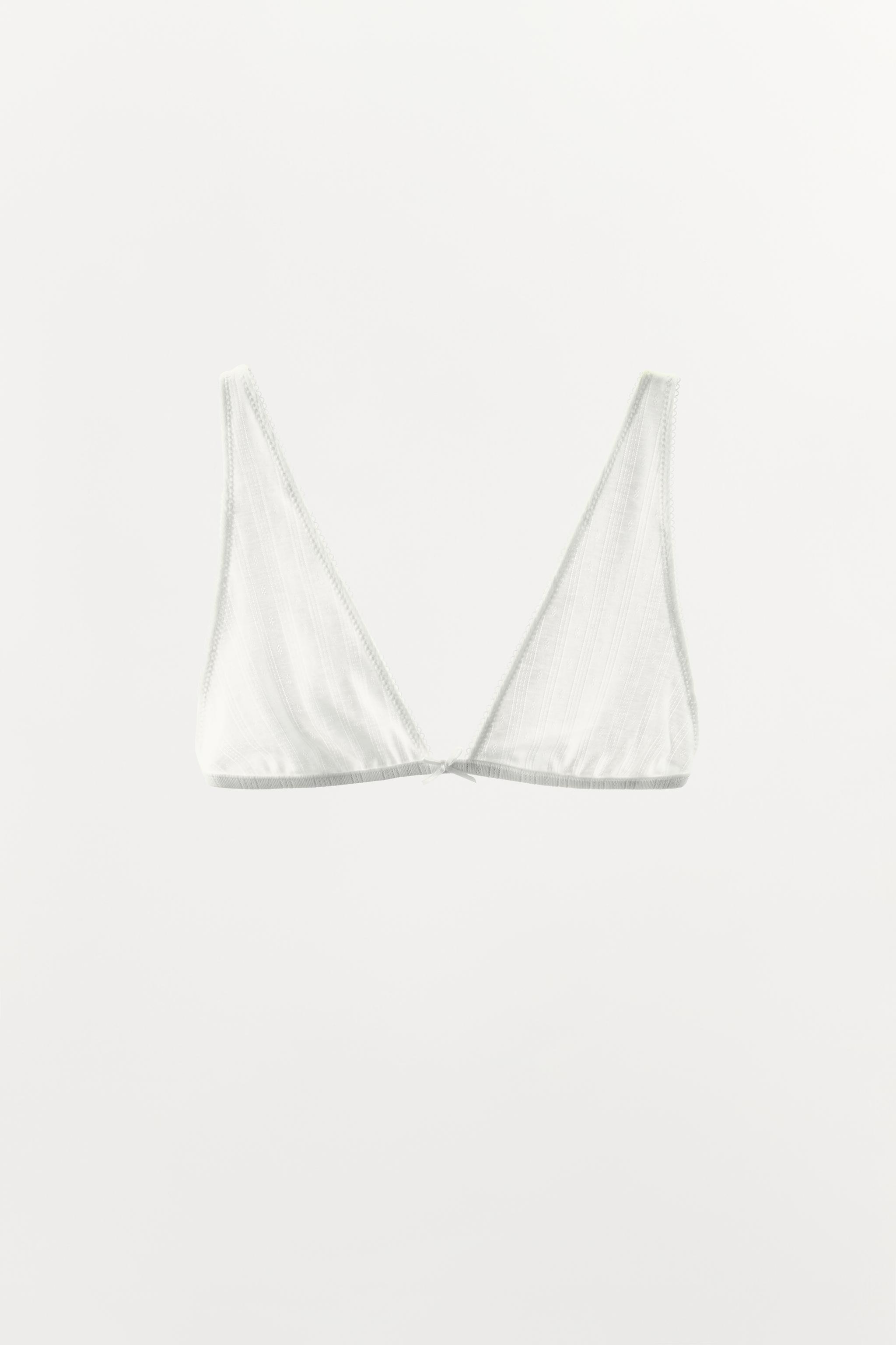 POINTELLE TRIANGLE BRA — White