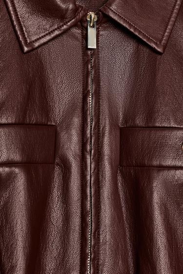 BLOUSON MATIÈRE SYNTHÉTIQUE À TAILLE ÉLASTIQUE - Grenat de Zara - Image 8
