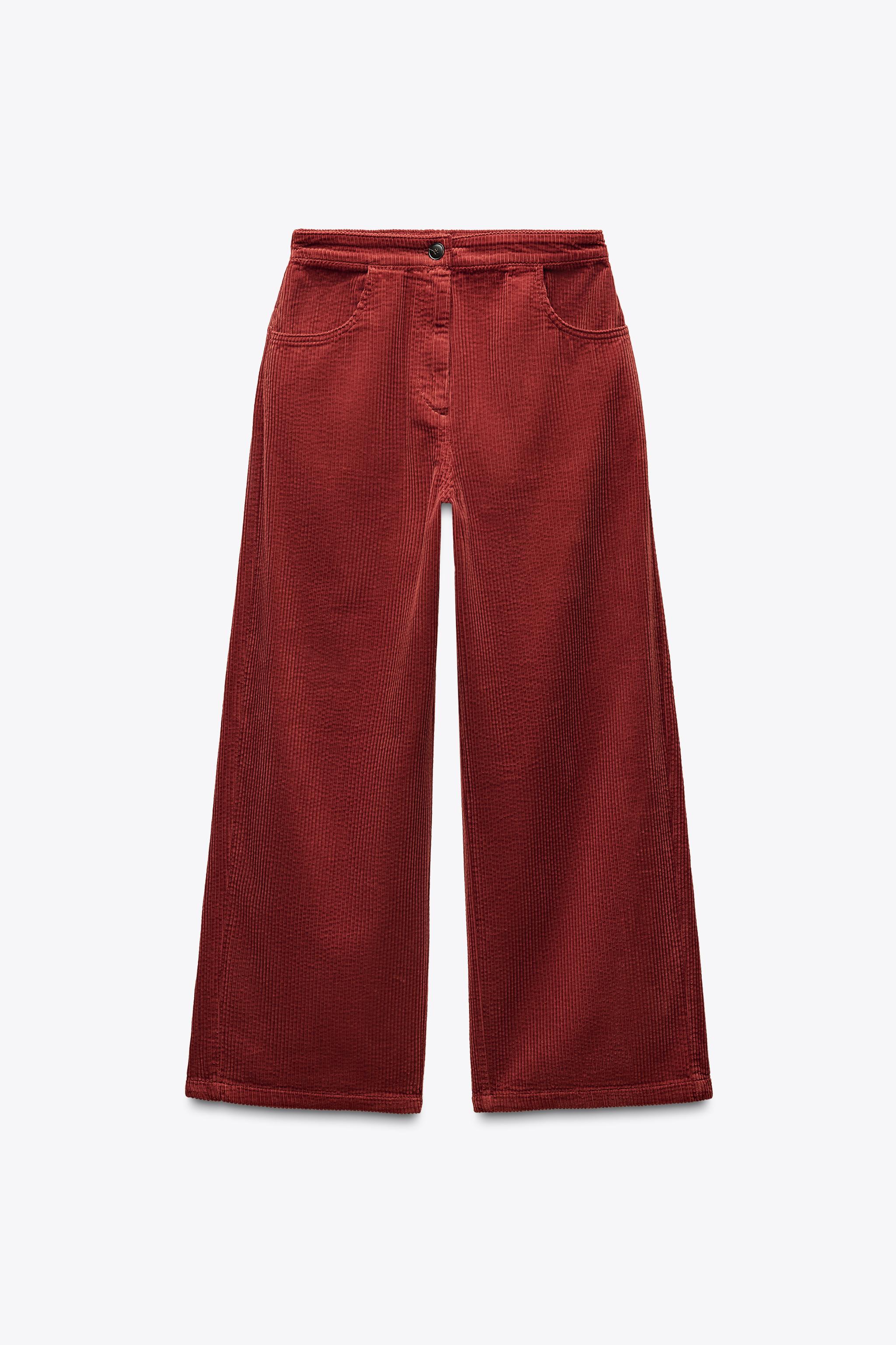 ZW COLLECTION CORDUROY WIDE-LEG PANTS - Brick | ZARA United