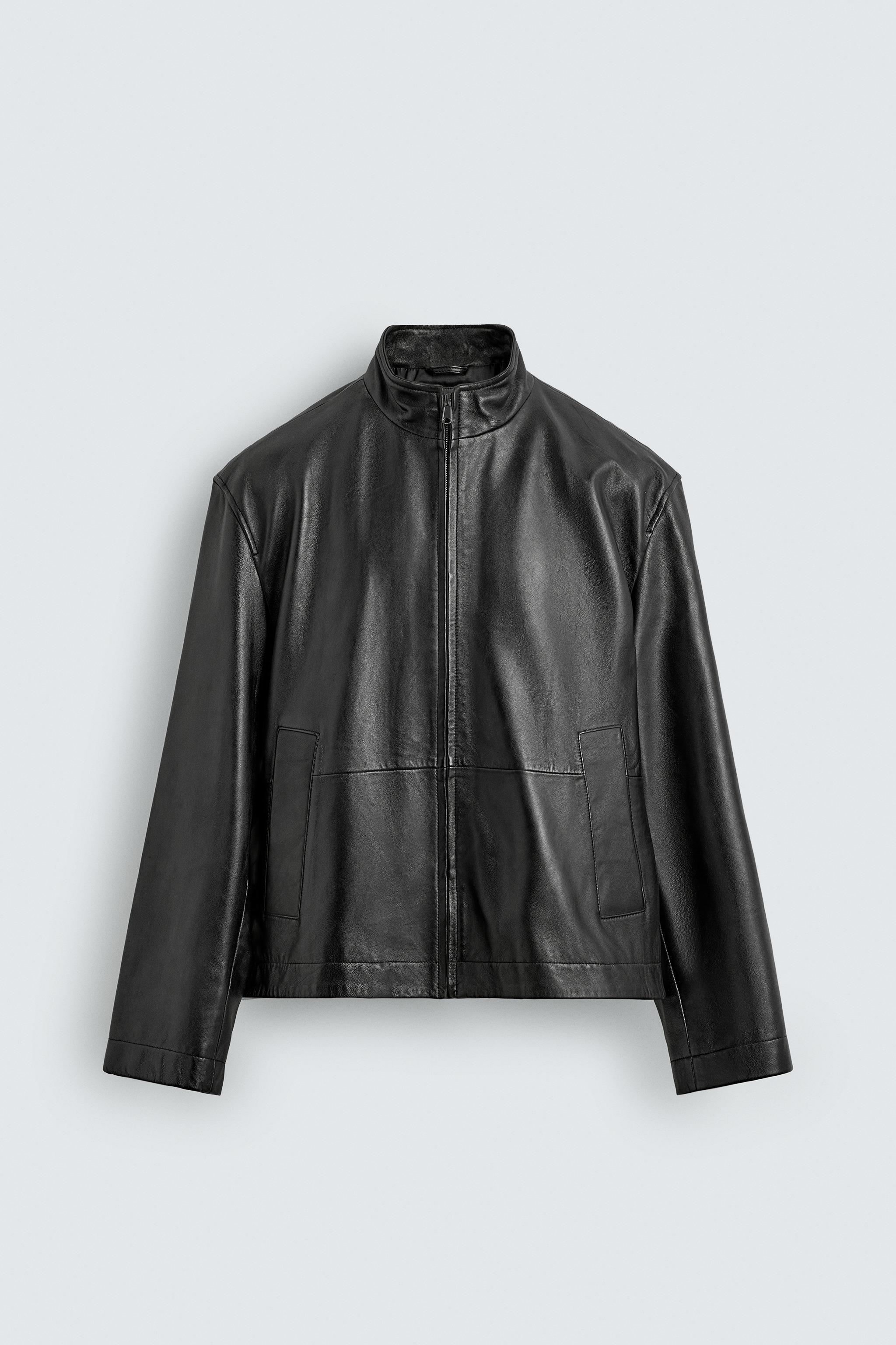 RELAXED FIT LEATHER JACKET - Black | ZARA South Africa