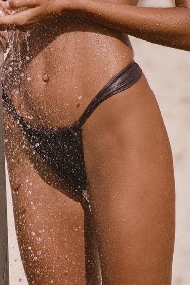 Zara SLIDING BIKINI BOTTOMS - Brown - Image 0