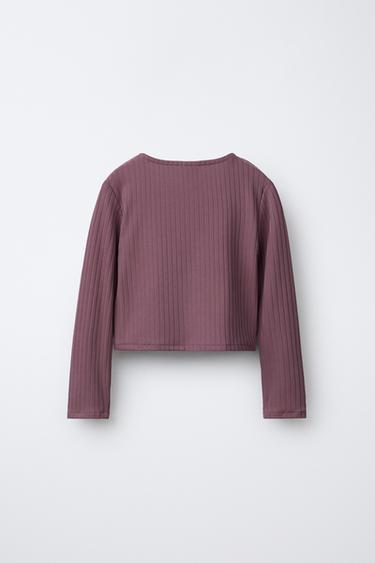 HAUT CACHE-CŒUR CANNELÉ BALLET - Pourpre de Zara - Image 1