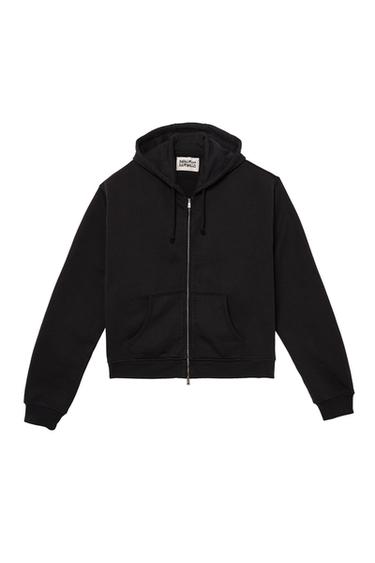 СУИТШЪРТ С КАЧУЛКА, СКЪСЕНА КРОЙКА И ЦИП - Черен от Zara