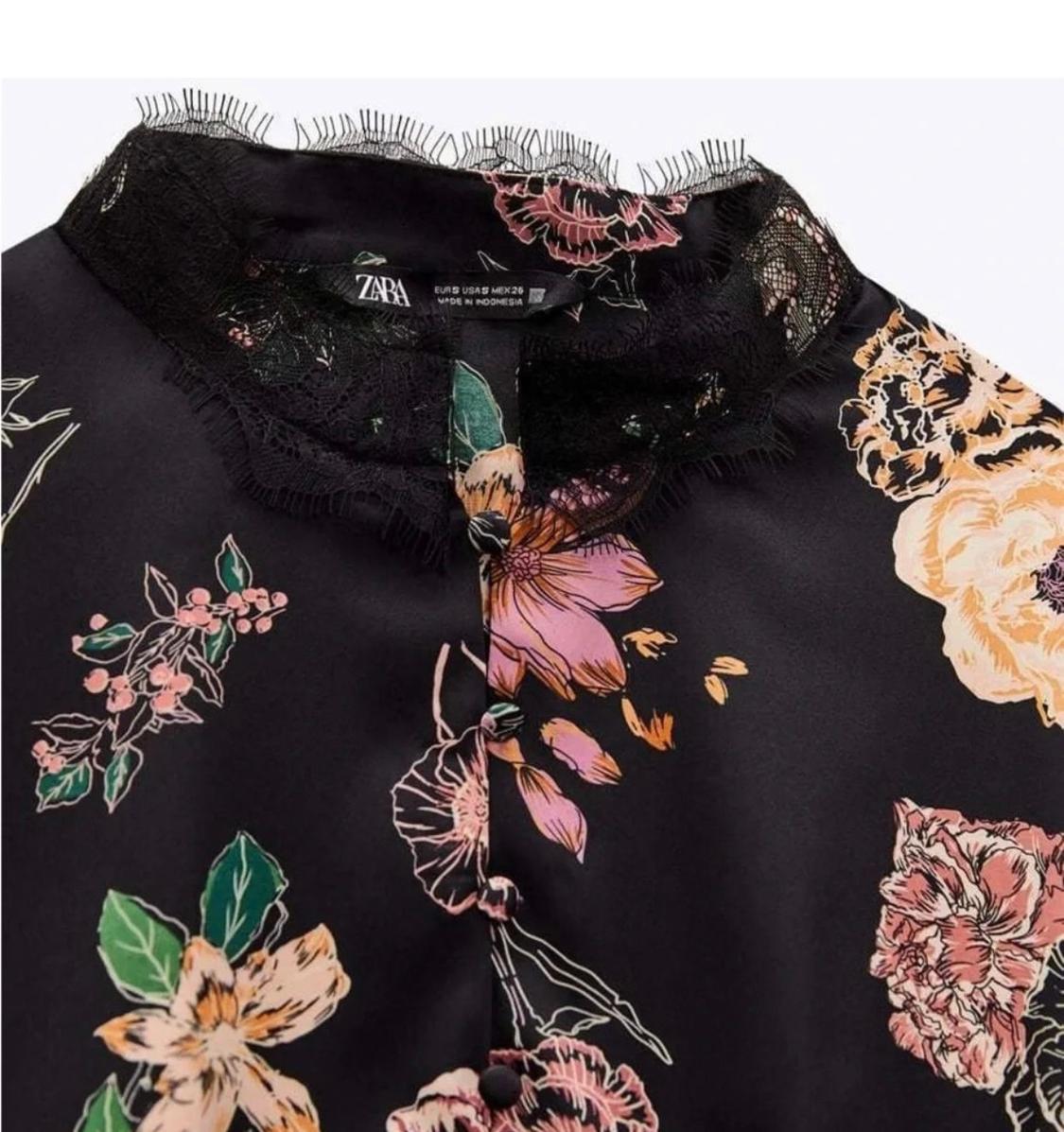 FLORAL PRINT SATIN EFFECT BLOUSE - Image 4