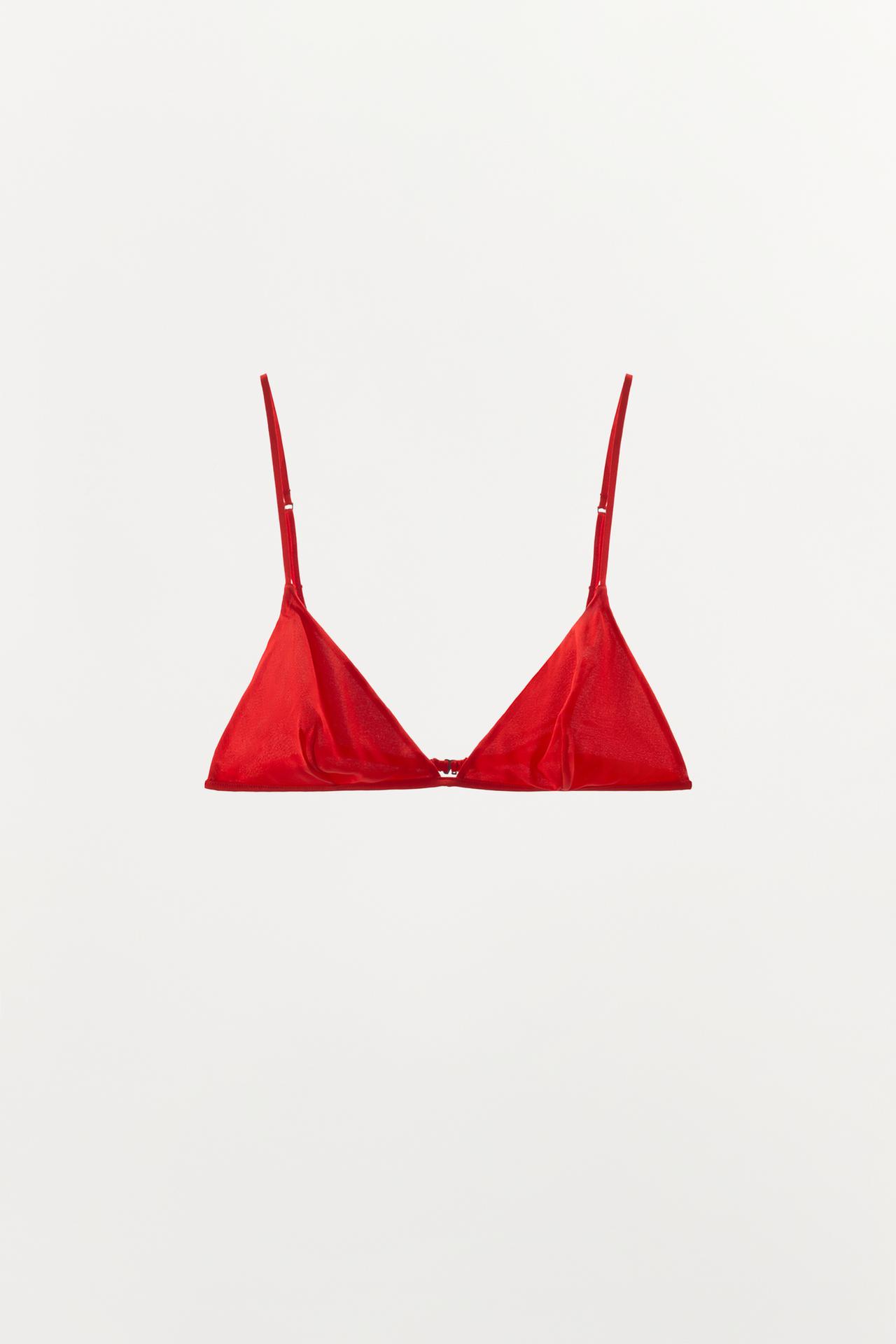 SILK BLEND TRIANGLE BRA — Red