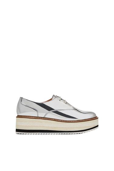 SILVER PLATFORM DERBY SHOES