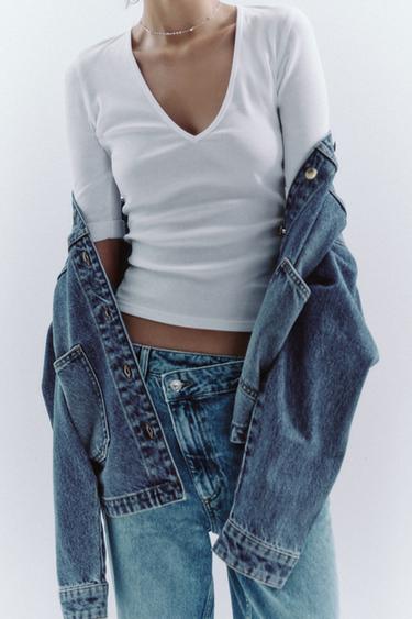 CAMISETA ALGODÓN LAVADA - Blanco de Zara