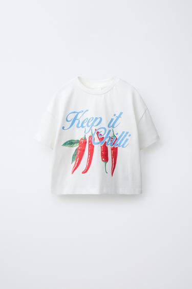 CAMISETA ESTAMPADA - Blanco roto de Zara