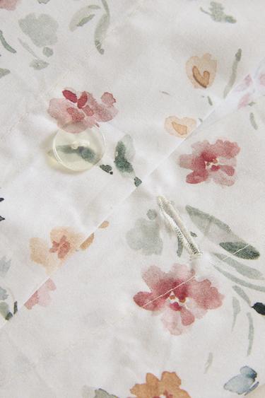 HOUSSE DE COUETTE PERCALE DE COTON FLORALE (200 FILS) - Blanc cassé de Zara