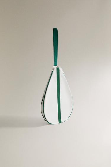 CANVAS TENNIS RACKET CASE - Ecru / Green by Zara - Image 1