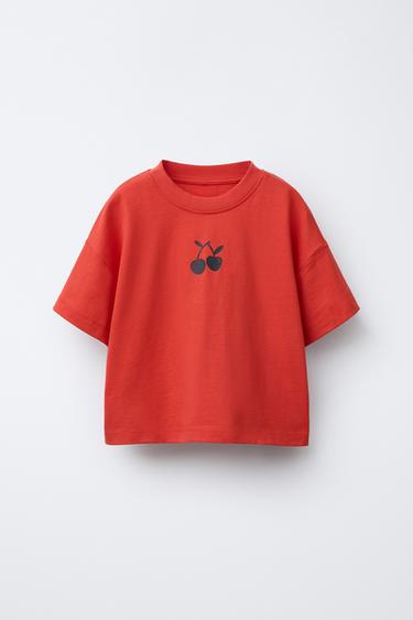 T-SHIRT WITH RAISED PRINT - Red by Zara - Image 0