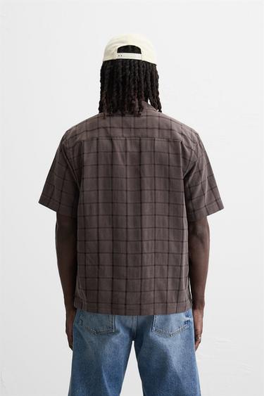 CHEMISE AVEC STRUCTURE À CARREAUX - Marron de Zara - Image 2