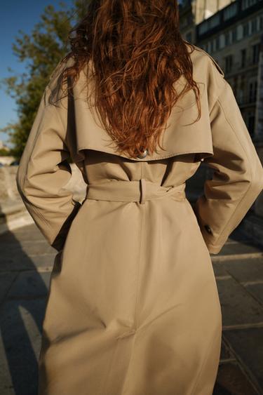 LONG DOUBLE-BREASTED TRENCH COAT WITH BELT - Light camel by Zara - Image 3