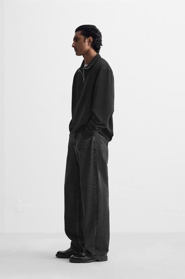 SWEAT BASIQUE À COL ZIPPÉ - Noir de Zara - Image 3