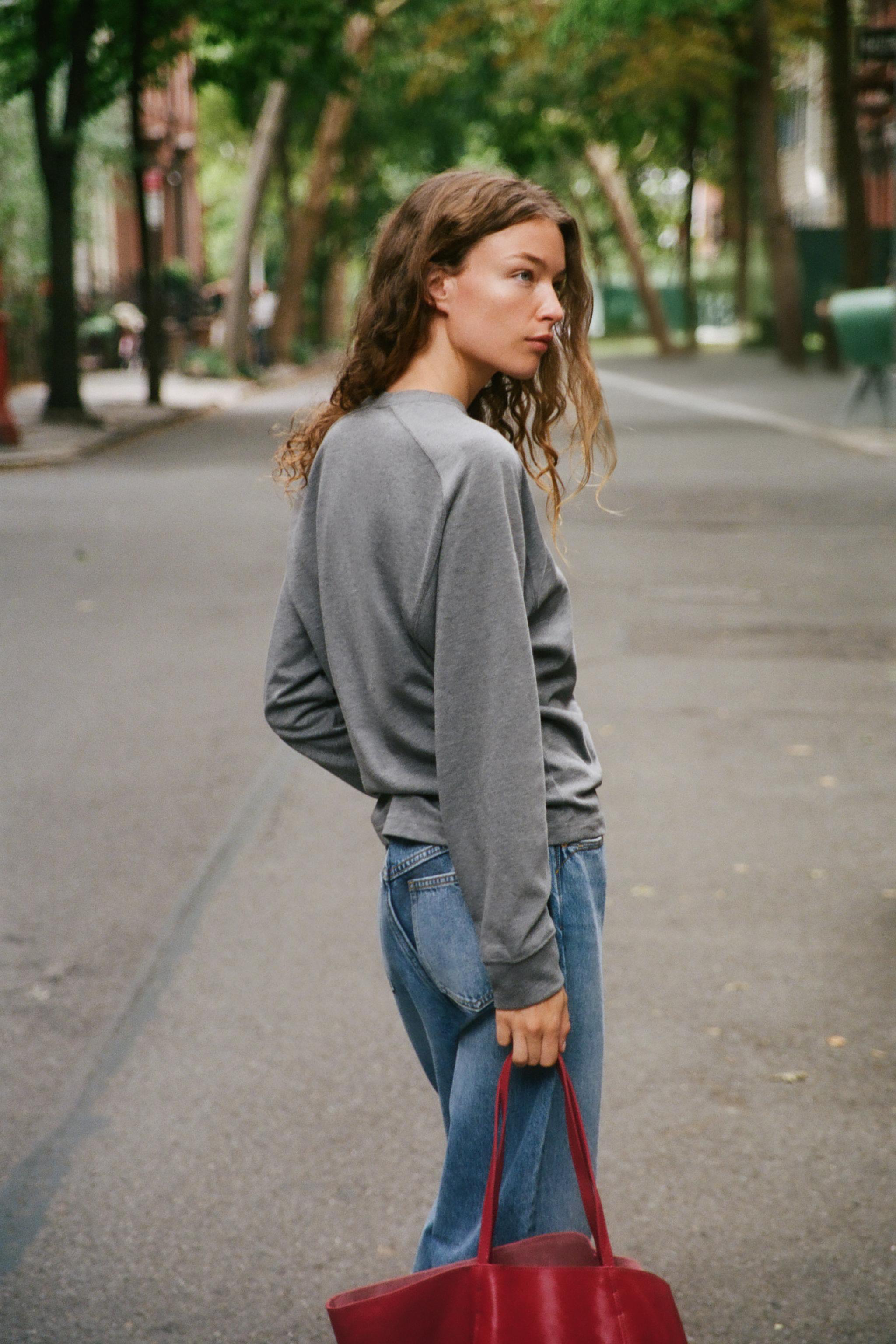 クルーネックスウェットシャツ - グレーマール | ZARA Japan / 日本