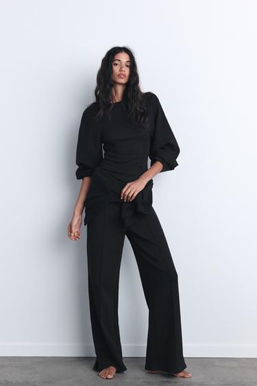 FITTED INTERLOCK SWEATSHIRT - Black by Zara - Image 1